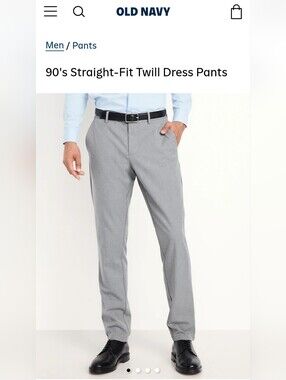 Old Navy Light Gray Straight-Fit Dress Pants 38x34